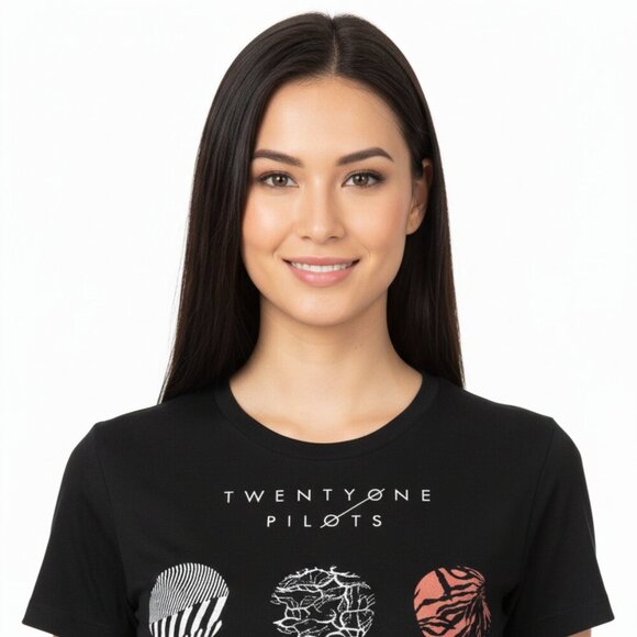 Pacific Tops - Twenty One Pilots Blurryface Album Cover Circles Graphic T-Shirt Black Size S
